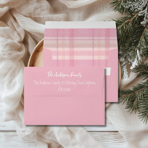 Retro Pink Plaid Whimsical Holiday Envelope