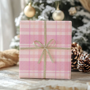 Retro Pink Plaid Whimsical Holiday  Wrapping Paper