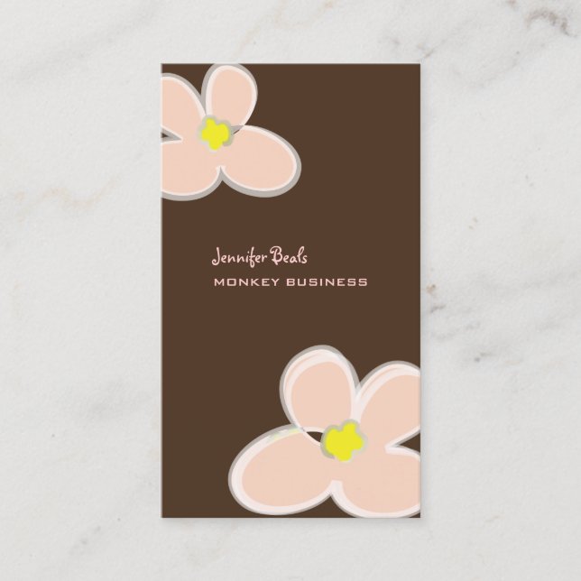 RETRO PINK PLUMERIAS/DIY BACKGROUND COLOR BUSINESS CARD (Front)