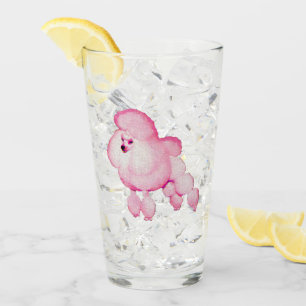 Retro Pink Poodle Glass