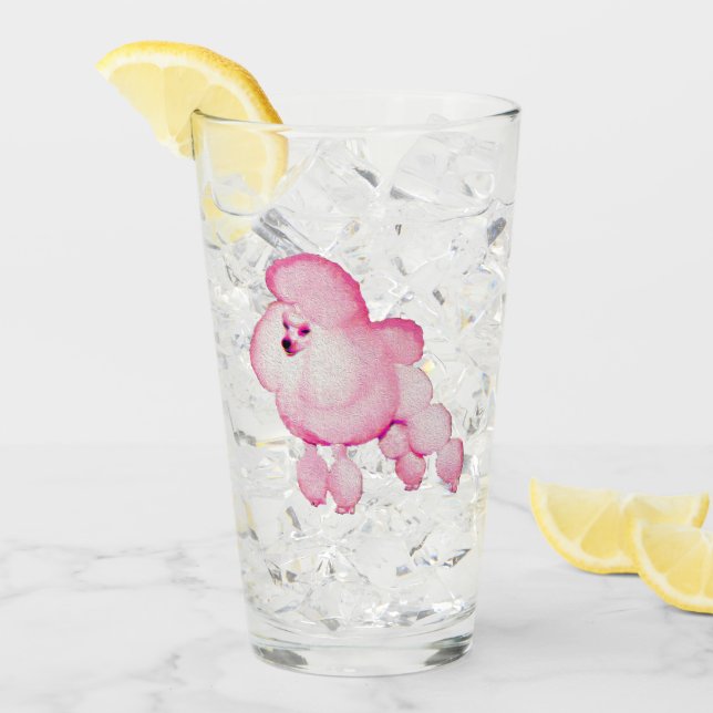 Retro Pink Poodle Glass (Front Ice)