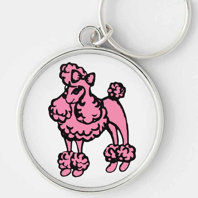 Retro Pink Poodle Keychain (Front)