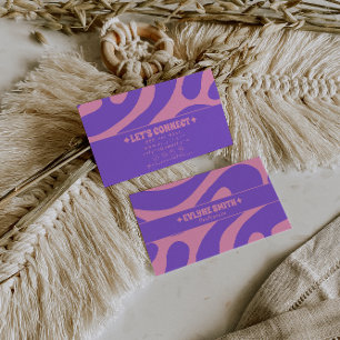Retro Pink Purple 70s Boho Groovy Unique Girly  Business Card