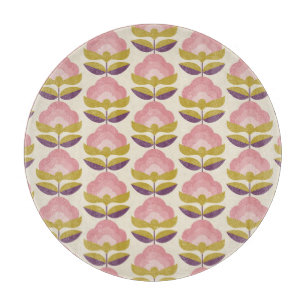 Retro Pink & Purple Floral Pattern Cutting Board