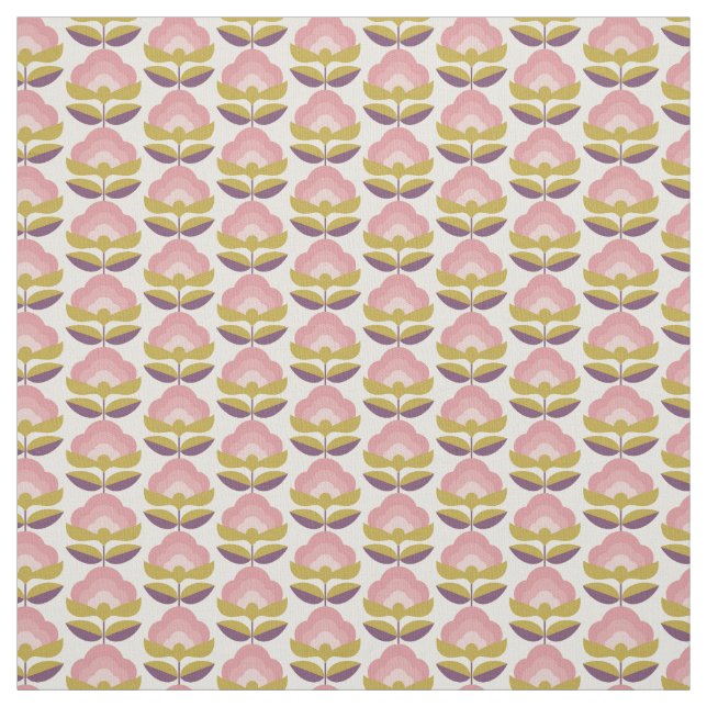 Retro Pink & Purple Floral Pattern Fabric (Swatch)