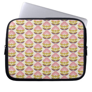Retro Pink & Purple Floral Pattern Laptop Sleeve