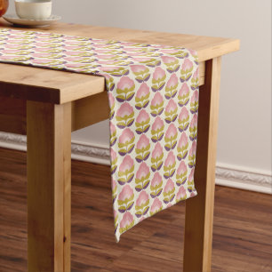 Retro Pink & Purple Floral Pattern Short Table Runner