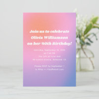 Retro Pink Purple Gradient 40th Birthday Party