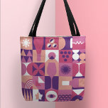 Retro Pink Purple Wine Bauhaus Pattern Tote Bag<br><div class="desc">Retro Pink Purple Wine Bauhaus Pattern Tote Bags features a vintage wine pattern in pink,  purple and white. Perfect gifts for wine lovers for birthdays,  celebrations,  thank you gifts,  staff,  Christmas and holiday gifts. Created by Evco Studio www.zazzle.com/store/evcostudio</div>