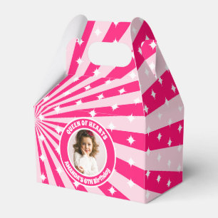 Retro Pink Queen Of Hearts Birthday Party Photo Favour Box