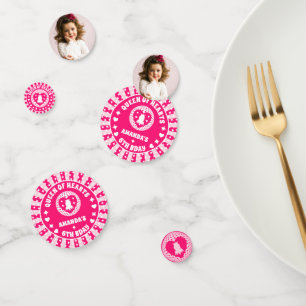Retro Pink Queen Of Hearts Birthday Photo Confetti
