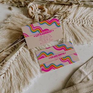 Retro Pink Rainbow Colorful Groovy Girly Trendy Business Card