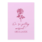 Retro Pink Raspberry Drawn Floral Garden Wedding