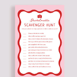 Retro Pink Red Bachelorette Scavenger Hunt Game