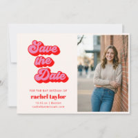 Retro Pink Red Bat Mitzvah Photo