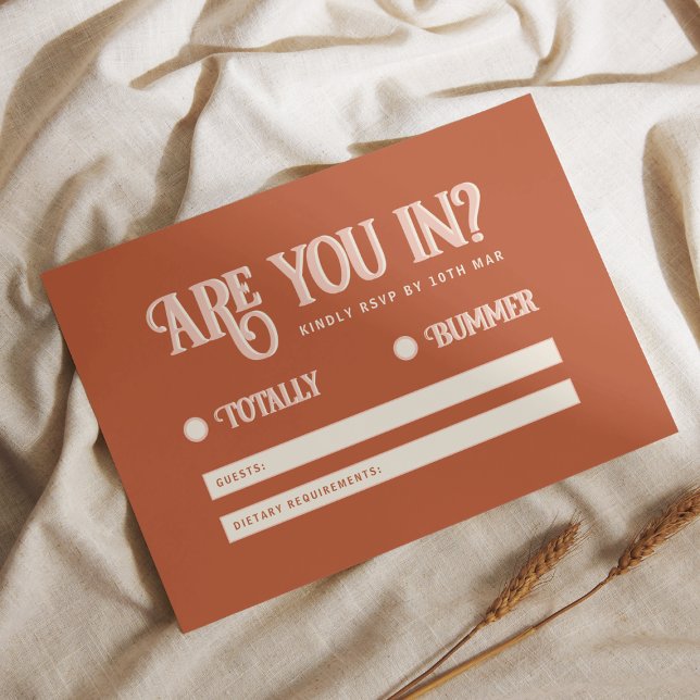 Retro Pink Red Bold Typography Colourful Wedding RSVP Card (Creator Uploaded)