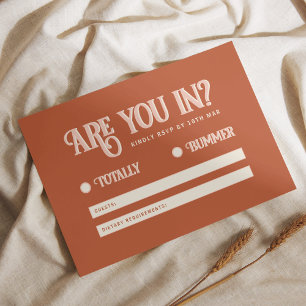 Retro Pink Red Bold Typography Colourful Wedding RSVP Card