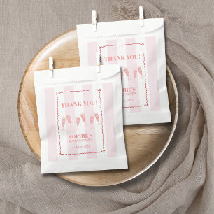 Retro Pink Red Border Brunch & Bubbly Baby Shower Favour Bag