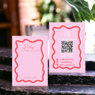 Retro pink red curve squiggle wavy jewellery displ business card