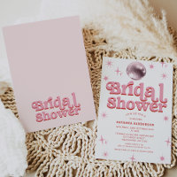 Retro Pink Red Disco Ball Bridal Shower