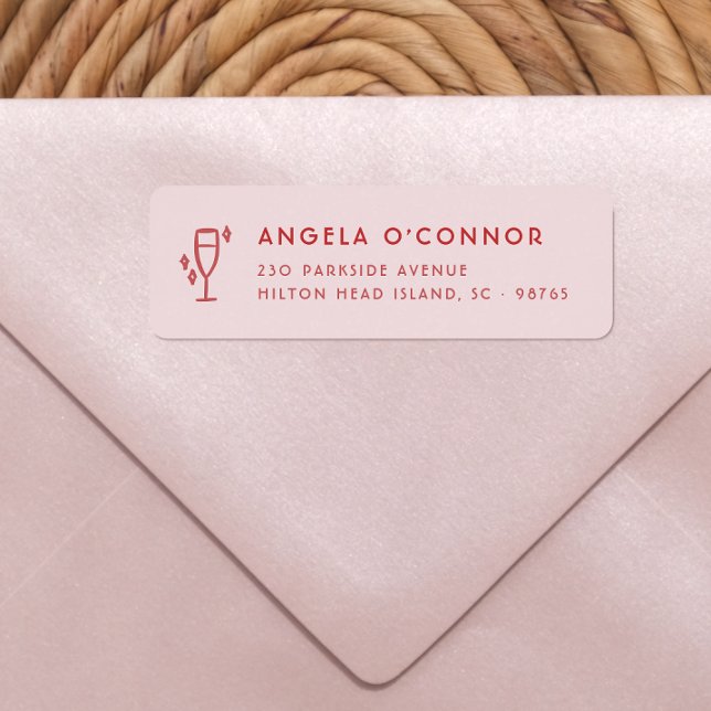 Retro Pink & Red Groovy Modern Return Address Label (Creator Uploaded)