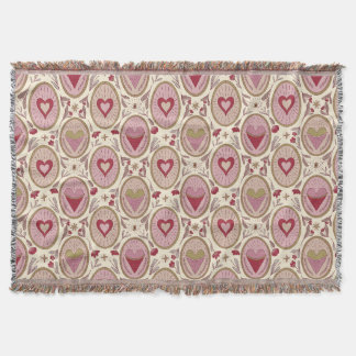Retro Pink & Red Hand Drawn Hearts Valentine's Day Throw Blanket