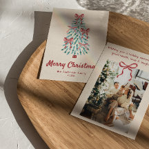 Retro Pink Red Hand Drawn Ribbons Tree Christmas