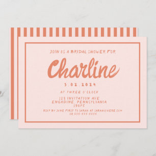 Retro Pink &Red Handwriting Bridal Shower Invitation