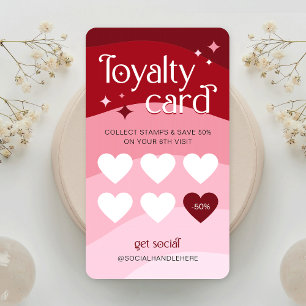 Retro Pink & Red Trendy Logo Nail Spa Salon Loyalty Card