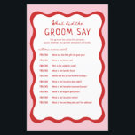 Retro Pink Red What Did The Groom Say Game<br><div class="desc">Retro Pink Red What Did The Groom Say Game Cards</div>