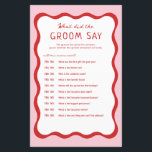 Retro Pink Red What Did The Groom Say Game<br><div class="desc">Retro Pink Red What Did The Groom Say Game Cards</div>