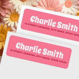 Retro pink return address label