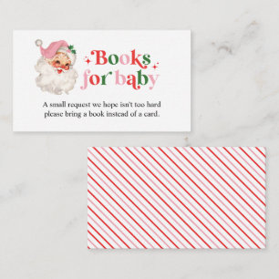 Retro Pink Santa Baby Shower Book Request Enclosure Card