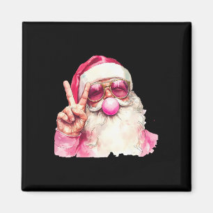 Retro Pink Santa Blowing Bubble Gum Funny Merry Ch Magnet
