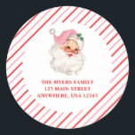 Retro Pink Santa christmas address label<br><div class="desc">retro pink Santa Baby  christmas themed address label.</div>