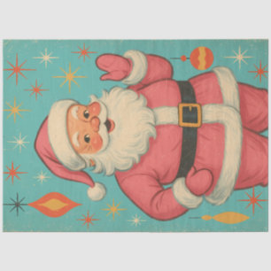 Retro Pink Santa Mid-Century Christmas Atomic Tissue Paper