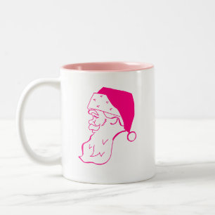 Retro Pink Santa Two-Tone Coffee Mug