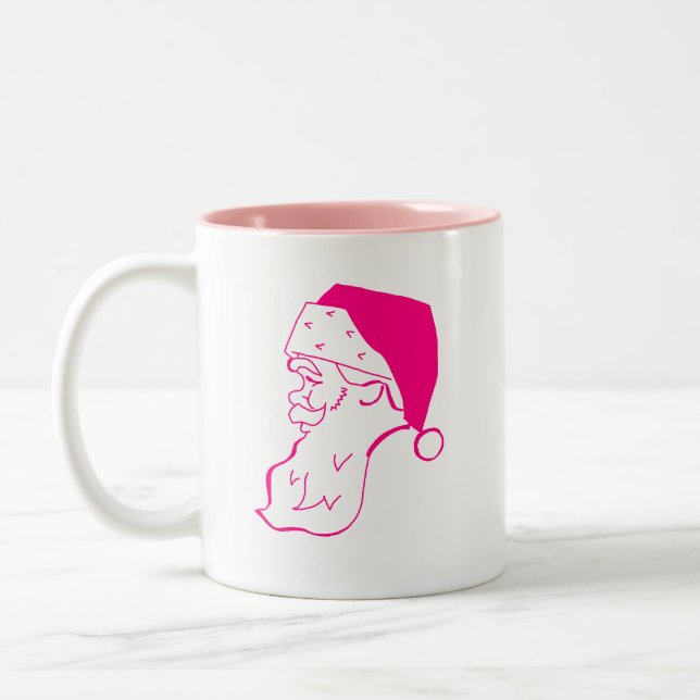 Retro Pink Santa Two-Tone Coffee Mug (Left)