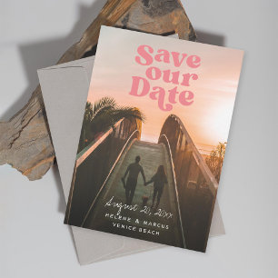 Retro PInk Save The Date