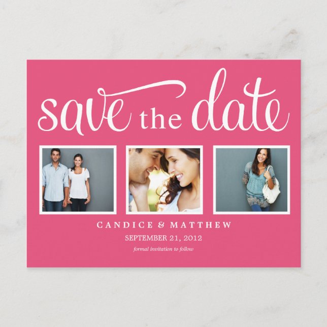 RETRO PINK | SAVE THE DATE ANNOUNCEMENT POSTCARD (Front)