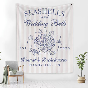 Retro Pink Seashells & Wedding Bells Bachelorette  Fleece Blanket