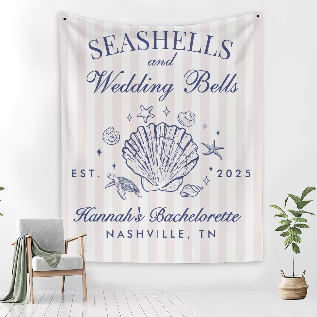 Retro Pink Seashells & Wedding Bells Bachelorette  Fleece Blanket (Creator Uploaded)