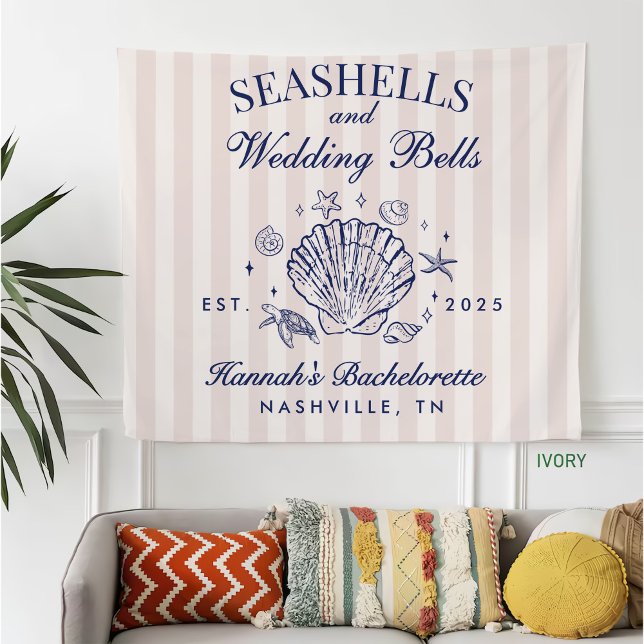 Retro Pink Seashells & Wedding Bells Bachelorette  Fleece Blanket (Creator Uploaded)