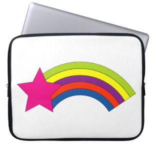 Retro Pink Shooting Star Rainbow Pop Art Laptop Sleeve