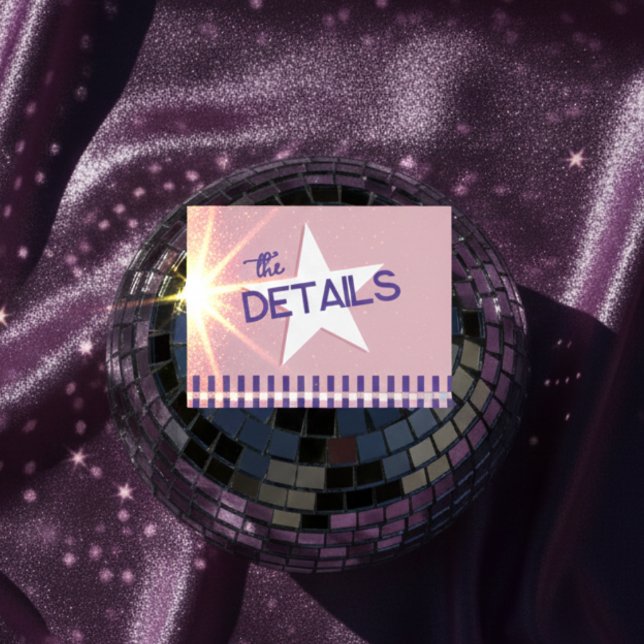 Retro Pink & Silver Disco Wedding Detail Foil Card (Creator Uploaded)