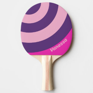 Retro Pink Sky Circle Stripe with Name Ping Pong Paddle