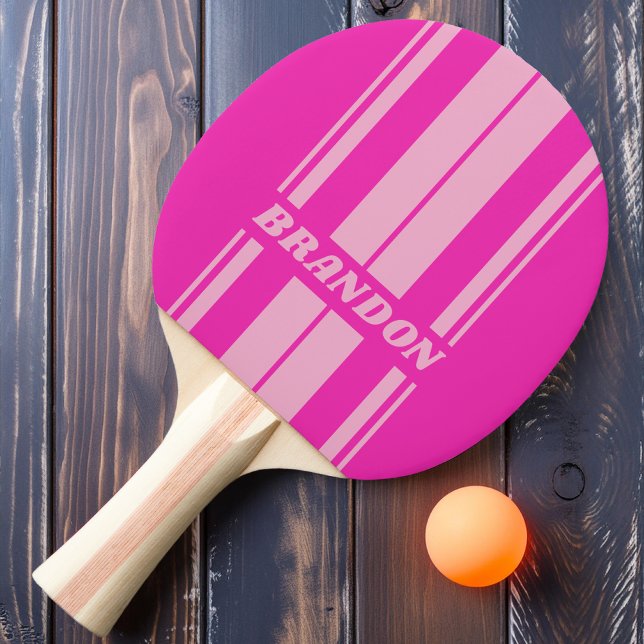 Retro Pink Sky Dual Board Stripes with Name Ping Pong Paddle (Creator Uploaded)