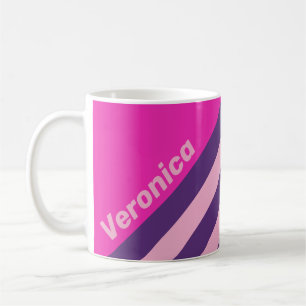 Retro Pink Sky Stripes with Name Coffee Mug