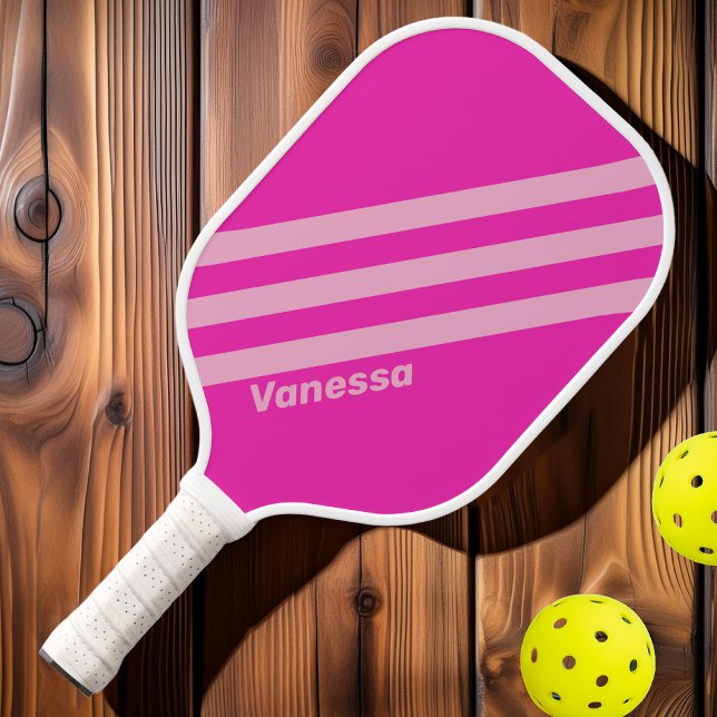 Retro Pink Sky Three Stripes with Name Pickleball Paddle (Creator Uploaded)