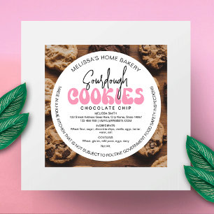 Retro Pink Sourdough Bakery Cookies Ingredients Classic Round Sticker
